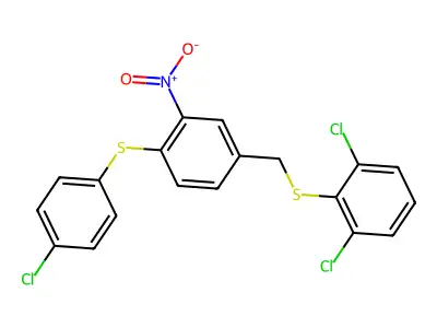 1,3-Dichloro-2-({4-[(4-chlorophenyl)sulfanyl]-3-nitrobenzyl}sulfanyl)benzene structure
