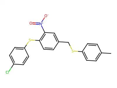 4-Chlorophenyl 4-{[(4-methylphenyl)sulfanyl]methyl}-2-nitrophenyl sulfide structure