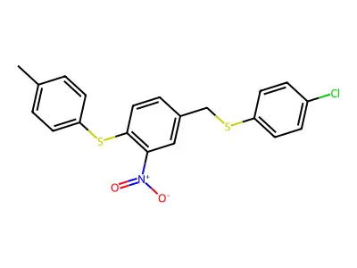 4-Chlorophenyl 4-[(4-methylphenyl)sulfanyl]-3-nitrobenzyl sulfide structure
