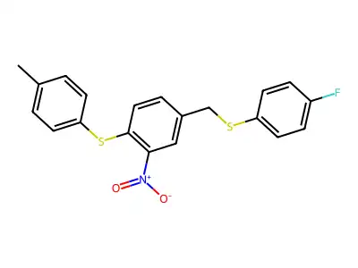 4-Fluorophenyl 4-[(4-methylphenyl)sulfanyl]-3-nitrobenzyl sulfide structure