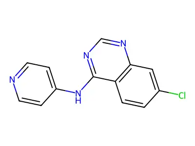 N-(7-chloro-4-quinazolinyl)-N-(4-pyridinyl)amine structure