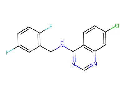 7-chloro-N-[(2,5-difluorophenyl)methyl]quinazolin-4-amine structure