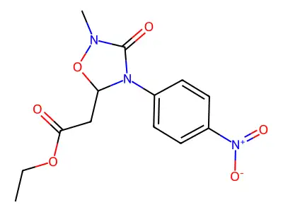 Ethyl 2-[2-methyl-4-(4-nitrophenyl)-3-oxo-1,2,4-oxadiazolan-5-yl]acetate structure