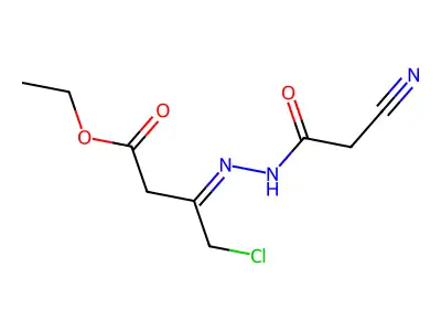 ethyl 4-chloro-3-[(E)-2-(2-cyanoacetyl)hydrazono]butanoate structure