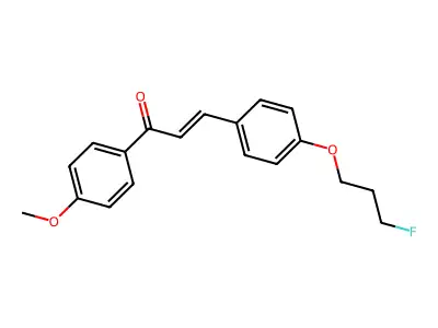 (E)-3-[4-(3-fluoropropoxy)phenyl]-1-(4-methoxyphenyl)-2-propen-1-one structure