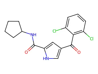 N-cyclopentyl-4-(2,6-dichlorobenzoyl)-1H-pyrrole-2-carboxamide structure