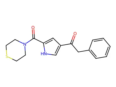 2-phenyl-1-[5-(1,4-thiazinan-4-ylcarbonyl)-1H-pyrrol-3-yl]-1-ethanone structure