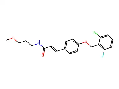3-[4-[(2-chloro-6-fluorophenyl)methoxy]phenyl]-N-(3-methoxypropyl)prop-2-enamide structure