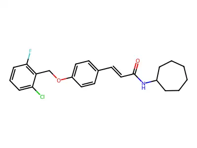 3-[4-[(2-chloro-6-fluorophenyl)methoxy]phenyl]-N-cycloheptylprop-2-enamide structure
