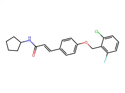 3-[4-[(2-chloro-6-fluorophenyl)methoxy]phenyl]-N-cyclopentylprop-2-enamide structure