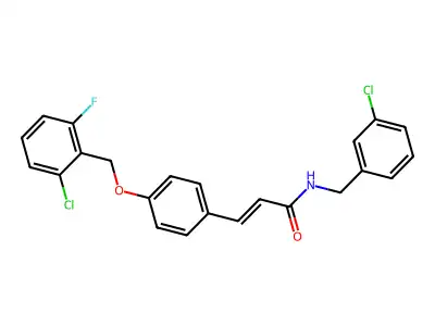 (E)-N-(3-chlorobenzyl)-3-{4-[(2-chloro-6-fluorobenzyl)oxy]phenyl}-2-propenamide structure