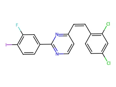 4-[2-(2,4-Dichlorophenyl)ethenyl]-2-(3-fluoro-4-iodophenyl)pyrimidine structure