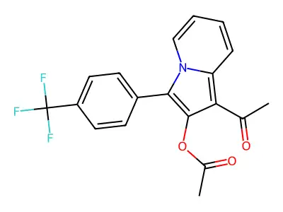 1-Acetyl-3-[4-(trifluoromethyl)phenyl]-2-indolizinyl acetate structure