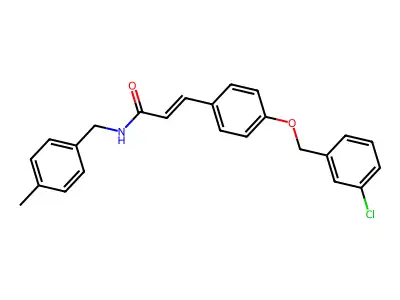 3-[4-[(3-chlorophenyl)methoxy]phenyl]-N-[(4-methylphenyl)methyl]prop-2-enamide structure