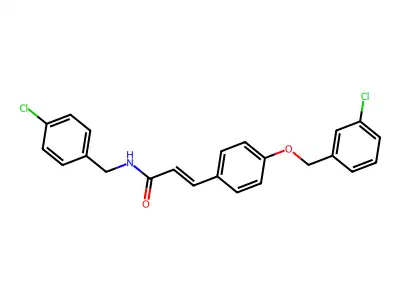 3-[4-[(3-chlorophenyl)methoxy]phenyl]-N-[(4-chlorophenyl)methyl]prop-2-enamide structure