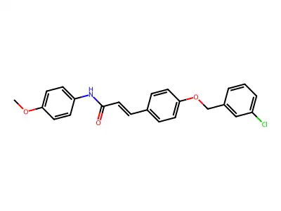 3-[4-[(3-chlorophenyl)methoxy]phenyl]-N-(4-methoxyphenyl)prop-2-enamide structure