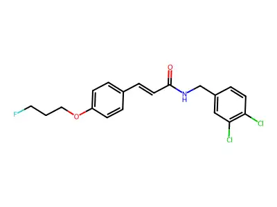 N-[(3,4-dichlorophenyl)methyl]-3-[4-(3-fluoropropoxy)phenyl]prop-2-enamide structure