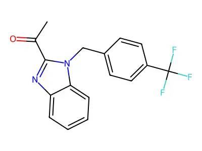 1-{1-[4-(trifluoromethyl)benzyl]-1H-1,3-benzimidazol-2-yl}-1-ethanone structure