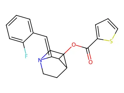 [2-[(2-fluorophenyl)methylidene]-1-azabicyclo[2.2.2]oct-3-yl] Thiophene-2-carboxylate structure