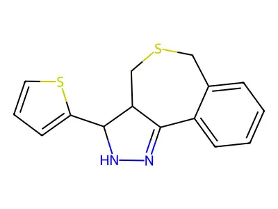 3-(2-thienyl)-2,3a,4,6-tetrahydro-3H-[2]benzothiepino[5,4-c]pyrazole structure