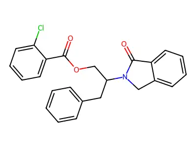 2-(1-oxo-1,3-dihydro-2H-isoindol-2-yl)-3-phenylpropyl 2-chlorobenzenecarboxylate structure
