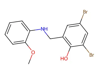 2,4-Dibromo-6-[(2-methoxyanilino)methyl]benzenol structure