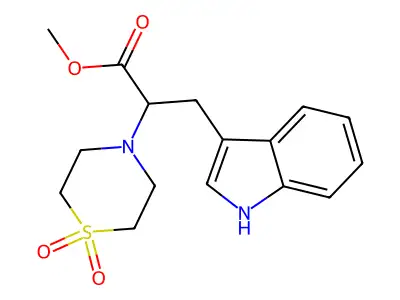 methyl 2-(1,1-dioxo-1lambda~6~,4-thiazinan-4-yl)-3-(1H-indol-3-yl)propanoate structure