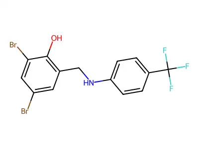 2,4-Dibromo-6-{[4-(trifluoromethyl)anilino]methyl}benzenol structure