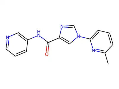 1-(6-methyl-2-pyridinyl)-N-(3-pyridinyl)-4-imidazolecarboxamide structure