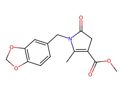 methyl 1-(1,3-benzodioxol-5-ylmethyl)-2-methyl-5-oxo-4,5-dihydro-1H-pyrrole-3-carboxylate structure