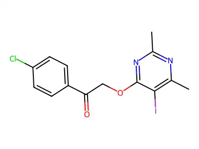 1-(4-Chlorophenyl)-2-[(5-iodo-2,6-dimethyl-4-pyrimidinyl)oxy]-1-ethanone structure