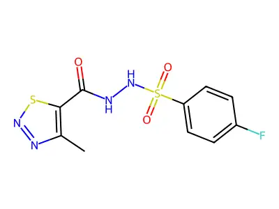 4-fluoro-N'-[(4-methyl-1,2,3-thiadiazol-5-yl)carbonyl]benzenesulfonohydrazide structure