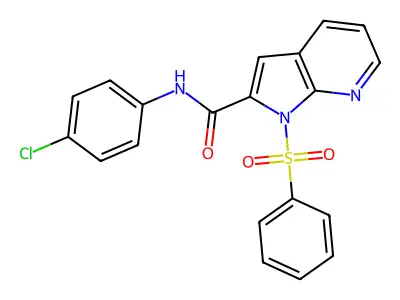 N-(4-chlorophenyl)-1-(phenylsulfonyl)-1H-pyrrolo[2,3-b]pyridine-2-carboxamide structure