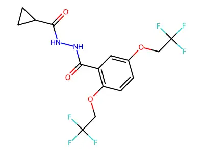 N'-(cyclopropylcarbonyl)-2,5-bis(2,2,2-trifluoroethoxy)benzenecarbohydrazide structure