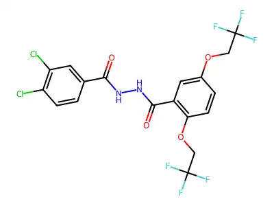N'-(3,4-dichlorobenzoyl)-2,5-bis(2,2,2-trifluoroethoxy)benzenecarbohydrazide structure