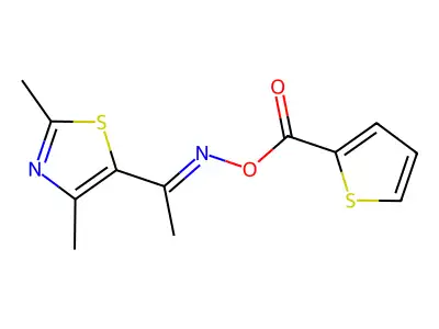 [1-(2,4-Dimethyl-1,3-thiazol-5-yl)ethylideneamino] thiophene-2-carboxylate structure