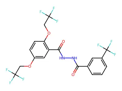 2,5-bis(2,2,2-trifluoroethoxy)-N'-[3-(trifluoromethyl)benzoyl]benzohydrazide structure