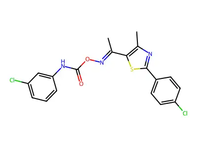 [1-[2-(4-chlorophenyl)-4-methyl-1,3-thiazol-5-yl]ethylideneamino] N-(3-chlorophenyl)carbamate structure