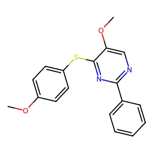 5-Methoxy-4-[(4-methoxyphenyl)sulfanyl]-2-phenylpyrimidine structure