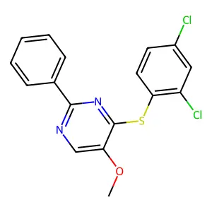 4-[(2,4-Dichlorophenyl)sulfanyl]-5-methoxy-2-phenylpyrimidine structure