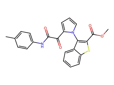methyl 3-{2-[2-oxo-2-(4-toluidino)acetyl]-1H-pyrrol-1-yl}-1-benzothiophene-2-carboxylate structure