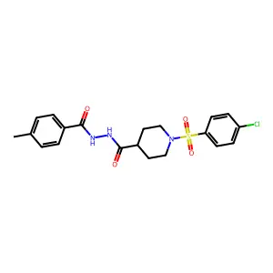 1-(4-chlorophenyl)sulfonyl-N'-(4-methylbenzoyl)piperidine-4-carbohydrazide structure