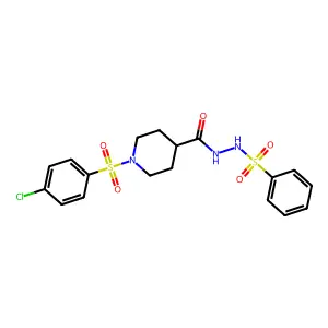 N'-({1-[(4-chlorophenyl)sulfonyl]-4-piperidinyl}carbonyl)benzenesulfonohydrazide structure