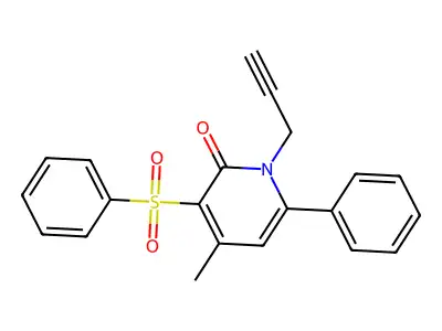 4-methyl-6-phenyl-3-(phenylsulfonyl)-1-(2-propynyl)-2(1H)-pyridinone structure