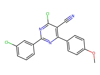 4-Chloro-2-(3-chlorophenyl)-6-(4-methoxyphenyl)-5-pyrimidinecarbonitrile structure