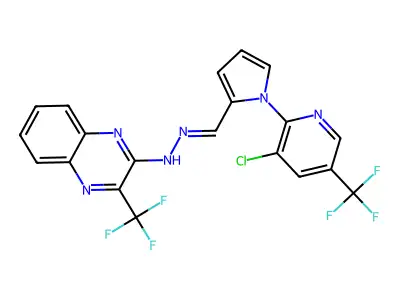N-[[1-[3-chloro-5-(trifluoromethyl)pyridin-2-yl]pyrrol-2-yl]methylideneamino]-3-(trifluoromethyl)quinoxalin-2-amine structure