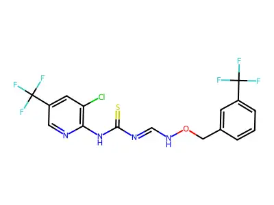 1-[3-chloro-5-(trifluoromethyl)pyridin-2-yl]-3-[[[3-(trifluoromethyl)phenyl]methoxyamino]methylidene]thiourea structure