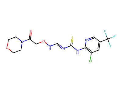 1-[3-chloro-5-(trifluoromethyl)pyridin-2-yl]-3-[[(2-morpholin-4-yl-2-oxoethoxy)amino]methylidene]thiourea structure