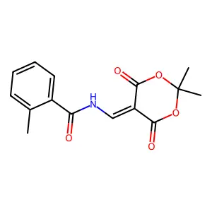 N-[(2,2-dimethyl-4,6-dioxo-1,3-dioxan-5-ylidene)methyl]-2-methylbenzamide structure