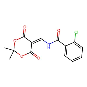 2-chloro-N-[(2,2-dimethyl-4,6-dioxo-1,3-dioxan-5-ylidene)methyl]benzamide structure